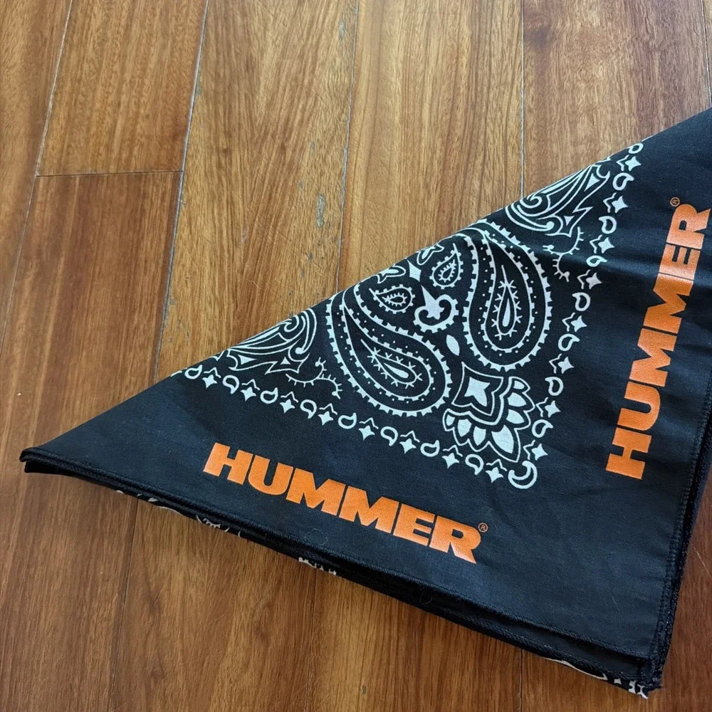 Harley Davidson Motorcycles Hummer Bandana Black White Orange Logo 21.25